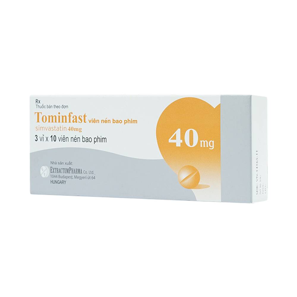 Thuốc Tominfast 40mg Extra điều trị ngăn ngừa bệnh mạch vành (3 vỉ x 10 viên)