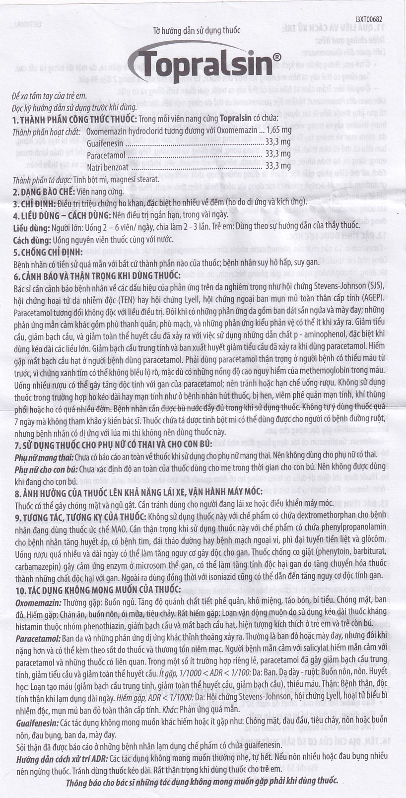 Thuốc Topralsin Benovas điều trị triệu chứng ho khan, ho do dị ứng và kích ứng (24 viên)