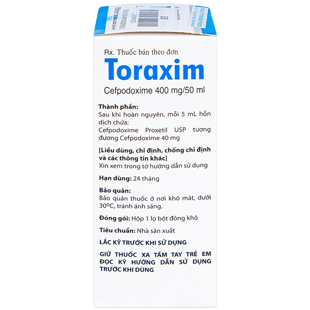 Bột pha hỗn dịch uống Toraxim 400mg/50ml Deltapharm điều trị câc chứng nhiễm khuẩn (50ml)