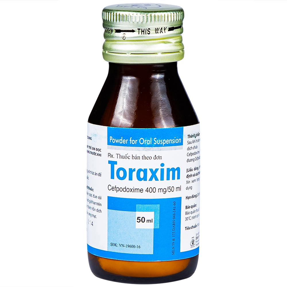 Bột pha hỗn dịch uống Toraxim 400mg/50ml Deltapharm điều trị câc chứng nhiễm khuẩn (50ml)