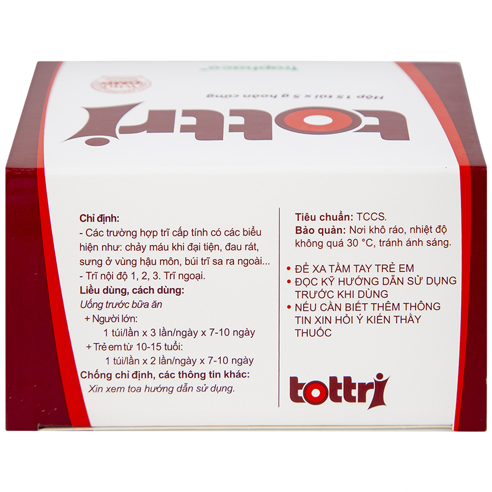 Thuốc Tottri Traphaco điều trị chảy máu khi đại tiện, đau rát (15 túi x 5g)