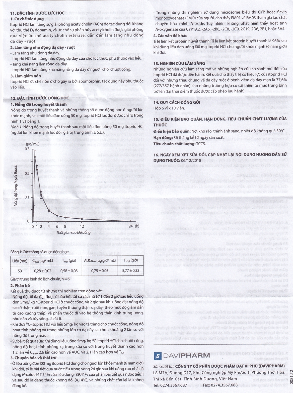 Thuốc Toulalan Davipharm điều trị triệu chứng về dạ dày (6 vỉ x 10 viên)