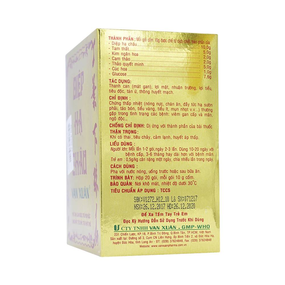 Thuốc cốm Diệp Hạ Châu Vạn Xuân mát gan, giải rượu, trừ mụn độc (20 gói)