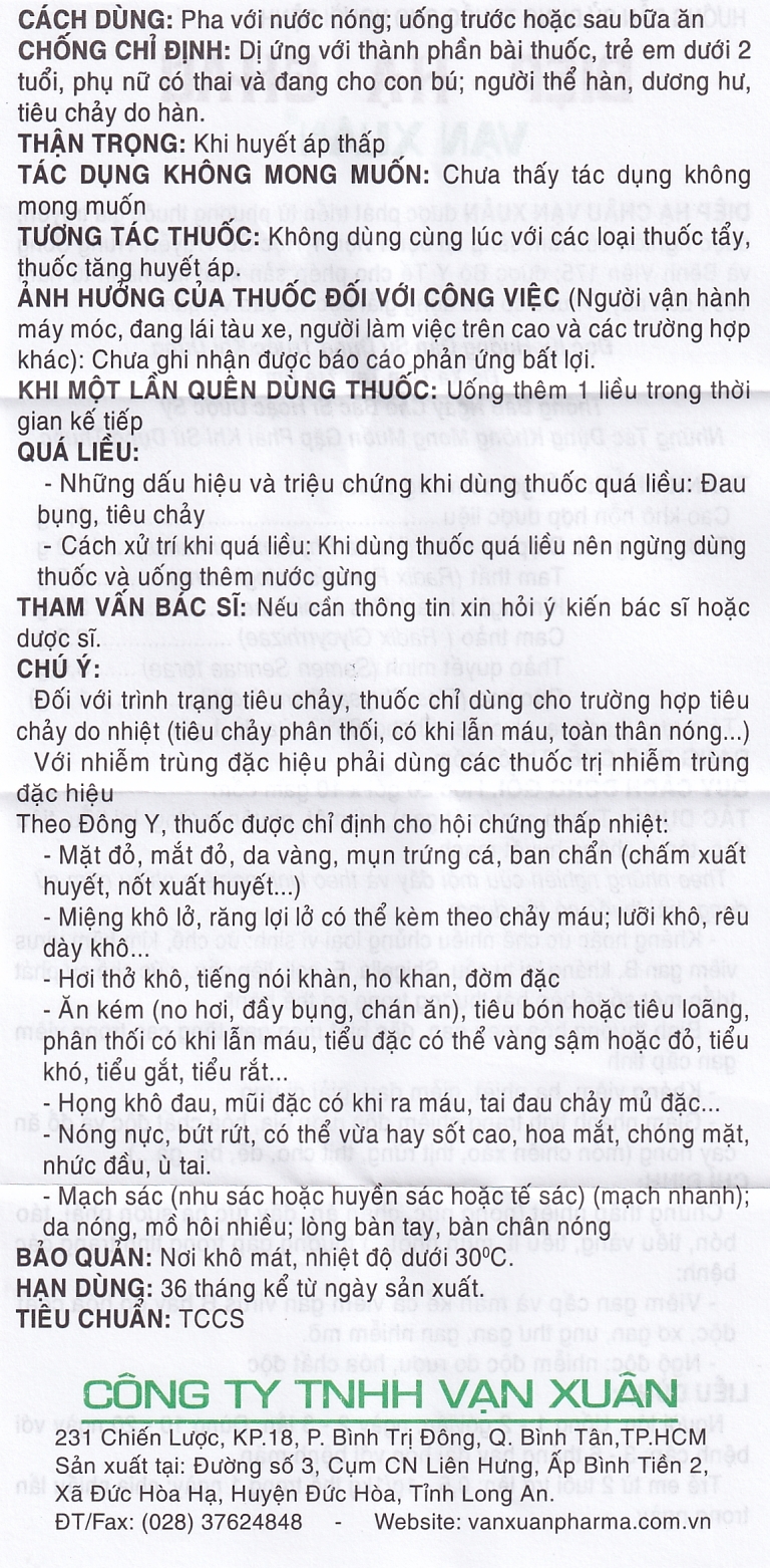 Thuốc cốm Diệp Hạ Châu Vạn Xuân mát gan, giải rượu, trừ mụn độc (20 gói)