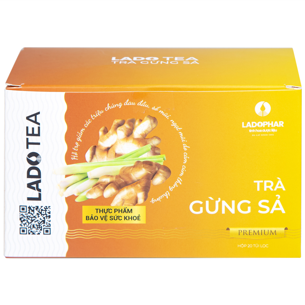 Trà Gừng Sả Premium Ladophar (20 túi lọc x 2g)