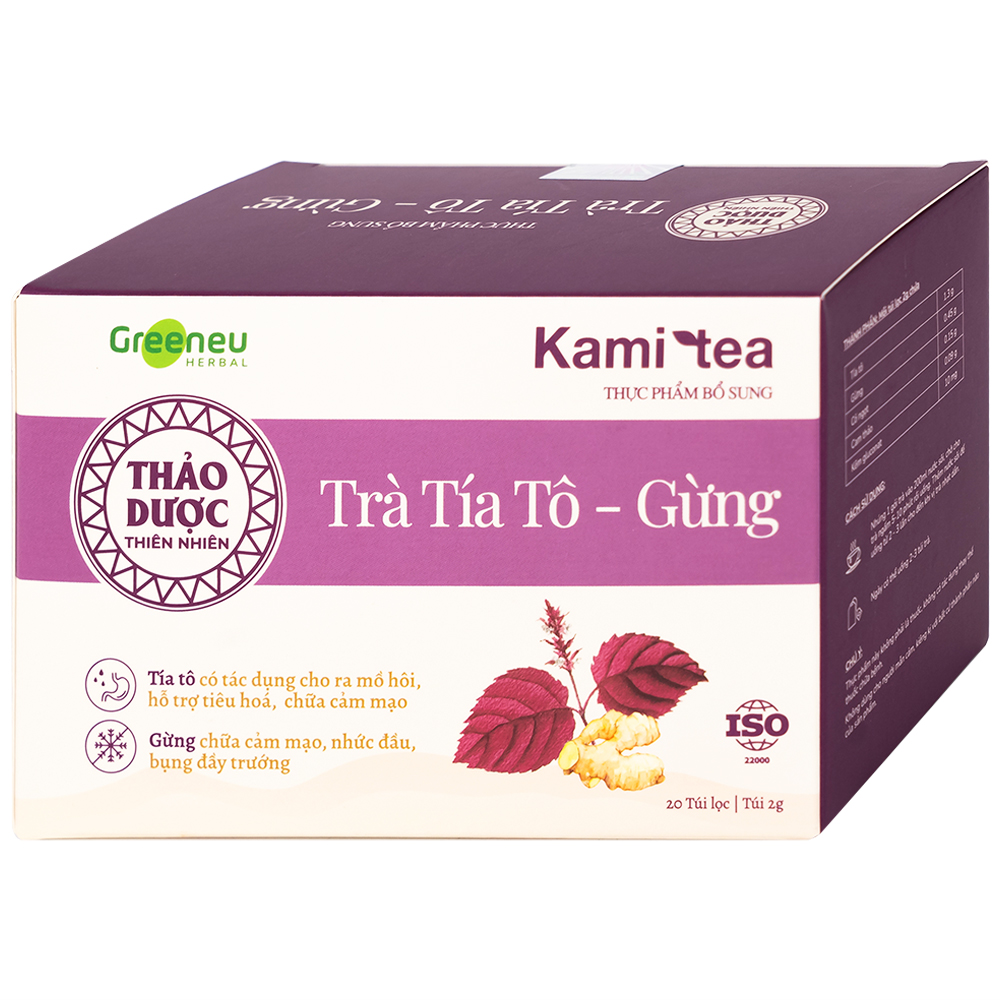Trà Thảo Dược Tía Tô - Gừng Kami Tea (20 túi lọc x 2g)