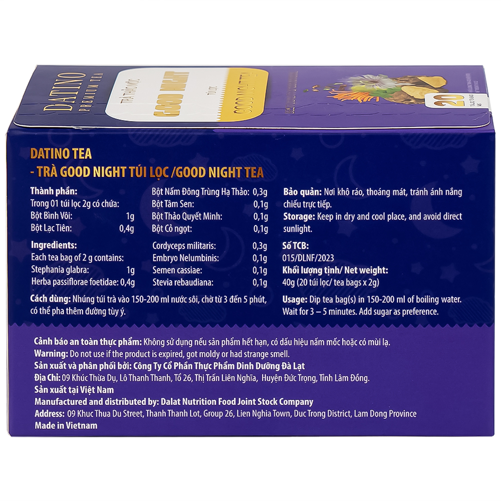 Trà Thảo Mộc Good Night Datino Premium Tea (20 túi lọc x 2g)