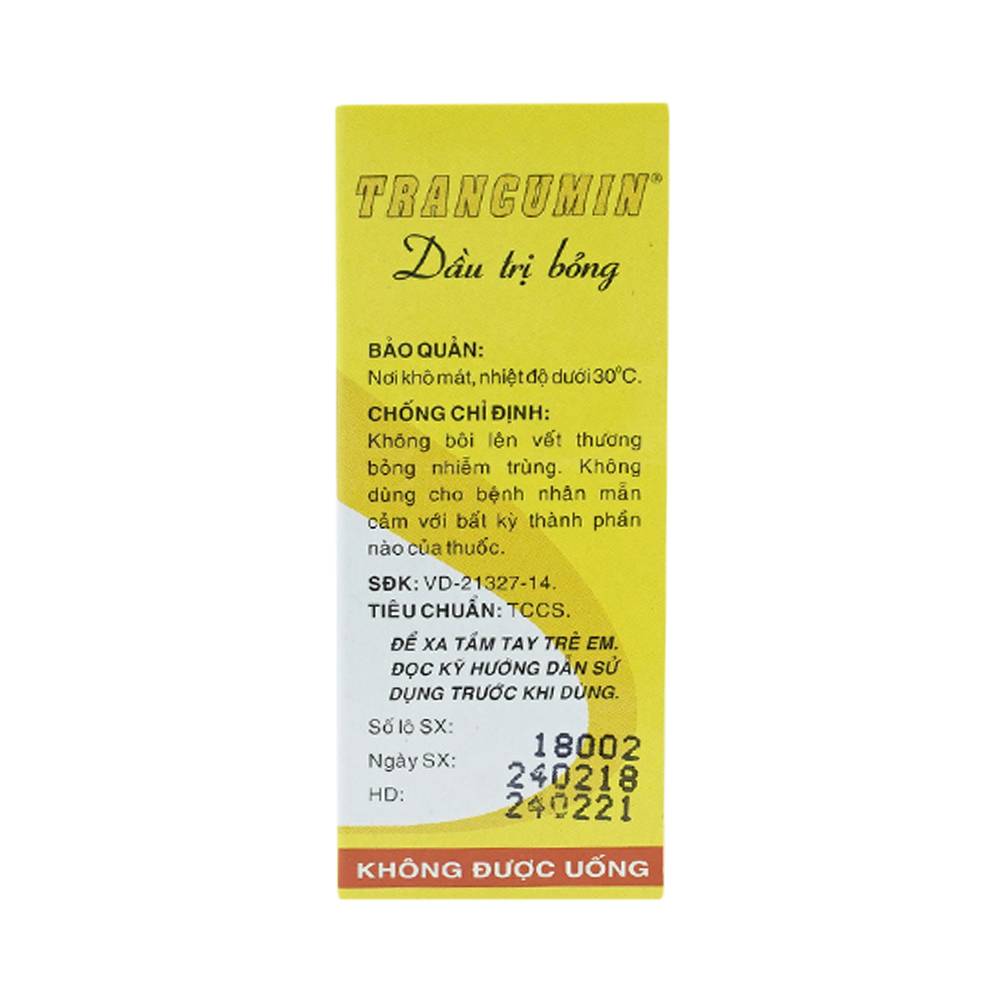 Dầu trị bỏng Trancumin OPC giúp vết thương mau lành (25ml) 