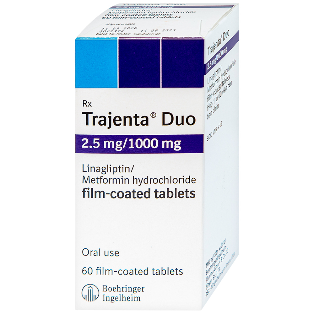 Thuốc Trajenta Duo 2.5mg/1000mg Boehringer điều trị đái tháo đường típ 2 (60 viên)