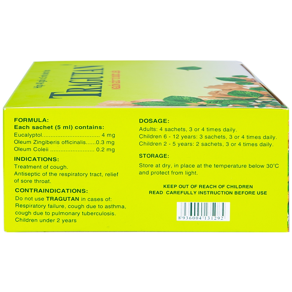 Siro ho Tragutan Dược điều trị các chứng ho, sát trùng đường hô hấp (40 gói x 5ml)