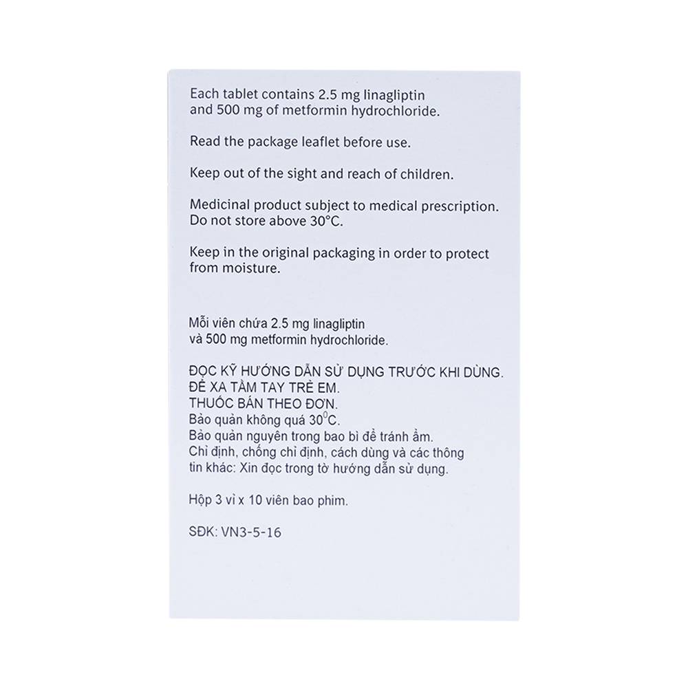 Thuốc Trajenta Duo 2.5mg/500mg Boehringer điều trị đái tháo đường típ 2 (3 vỉ x 10 viên)