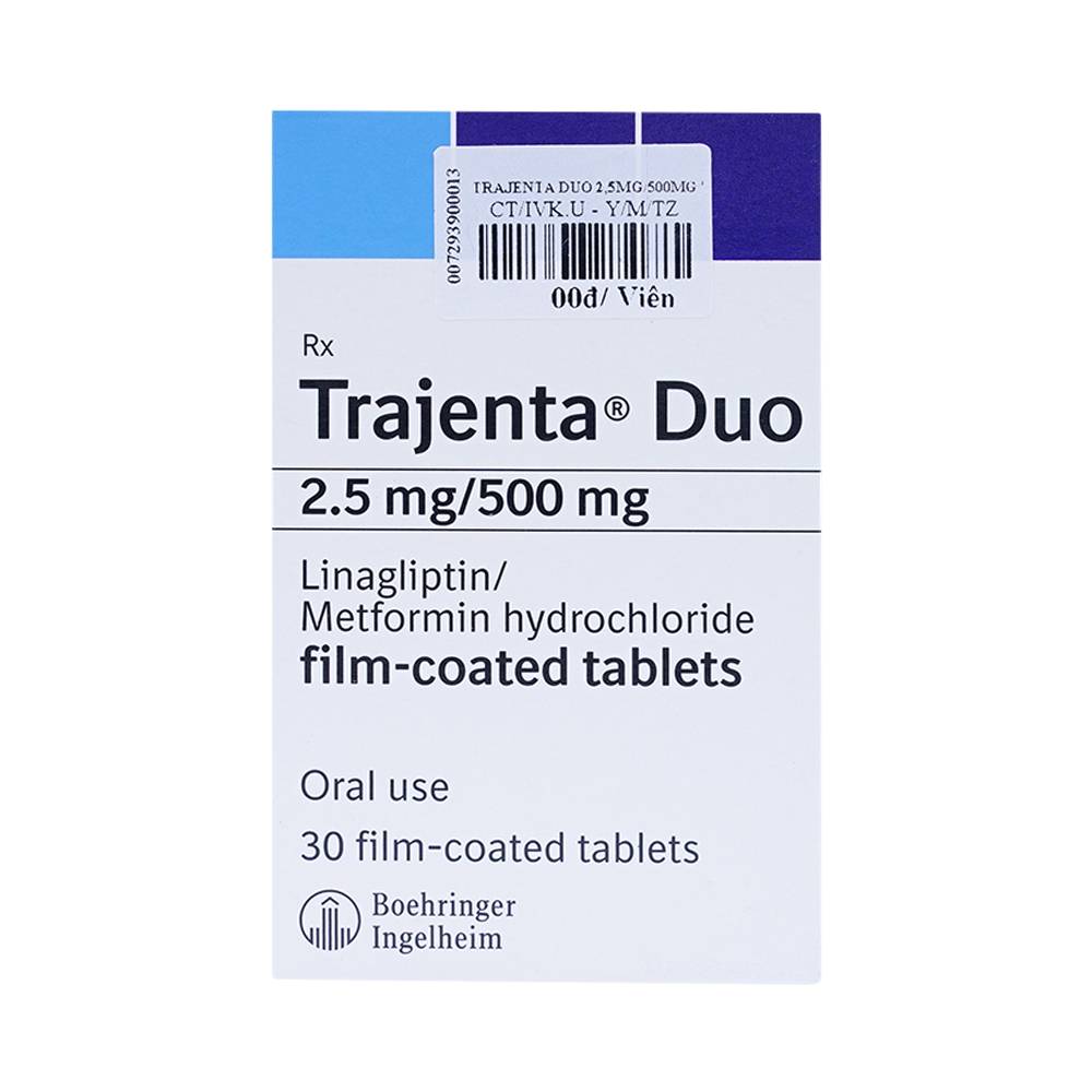 Thuốc Trajenta Duo 2.5mg/500mg Boehringer điều trị đái tháo đường típ 2 (3 vỉ x 10 viên)