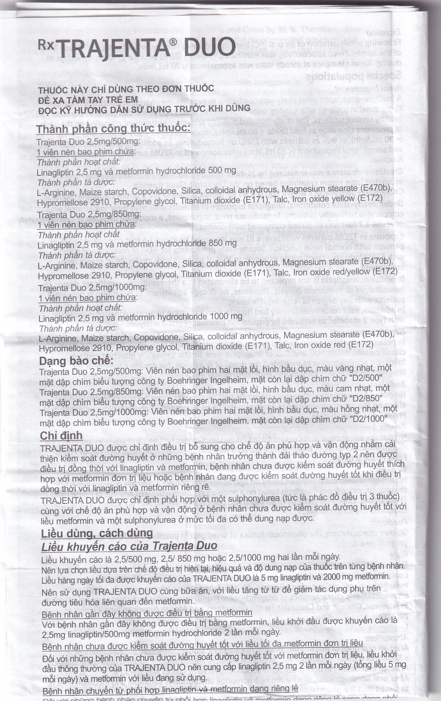 Thuốc Trajenta Duo 2.5mg/850mg Boehringer điều trị đái tháo đường típ 2 (14 viên)