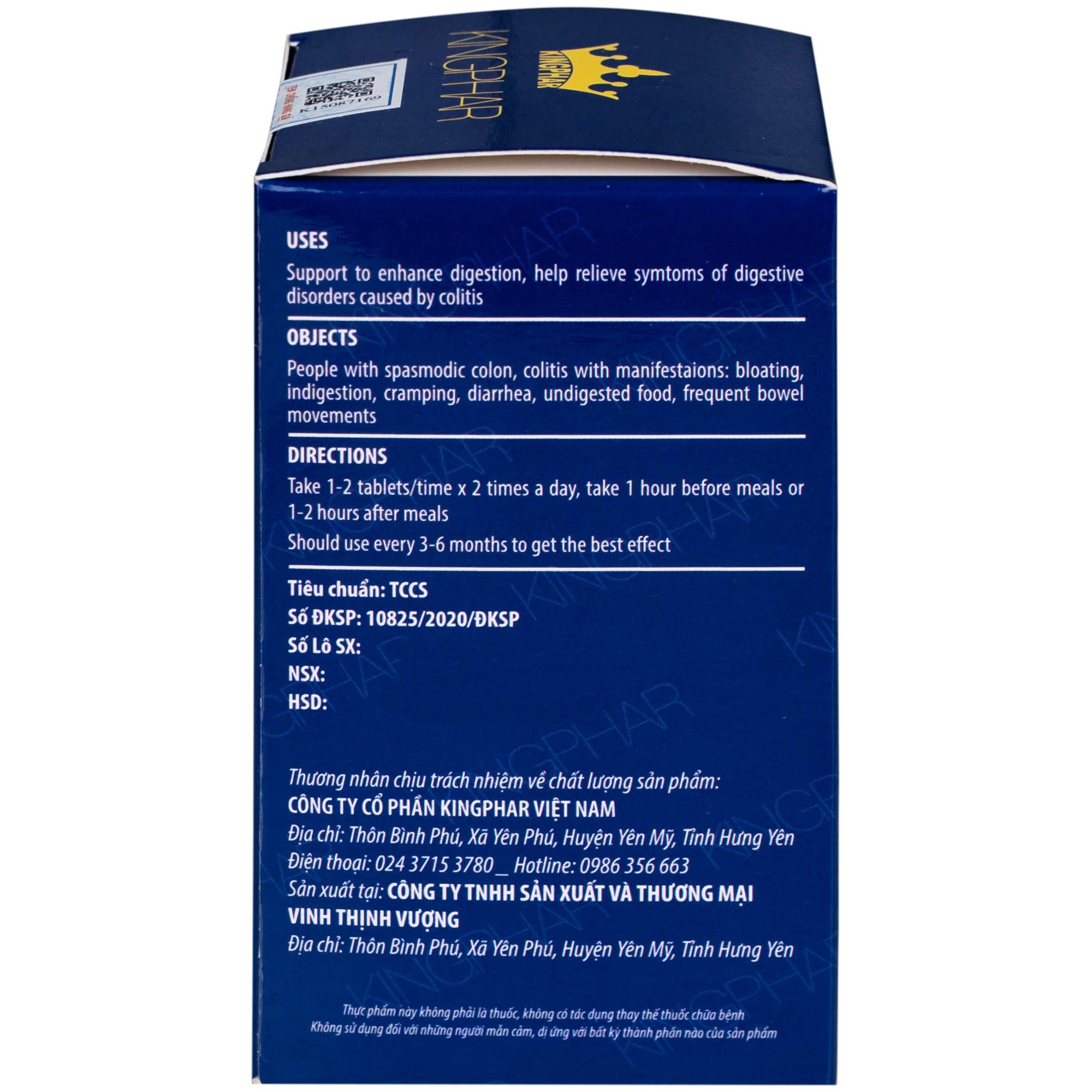 Viên uống hỗ trợ tăng cường tiêu hóa cho người viêm đại tràng Tràng Bát Vị-Codanbe Kingphar (60 viên)