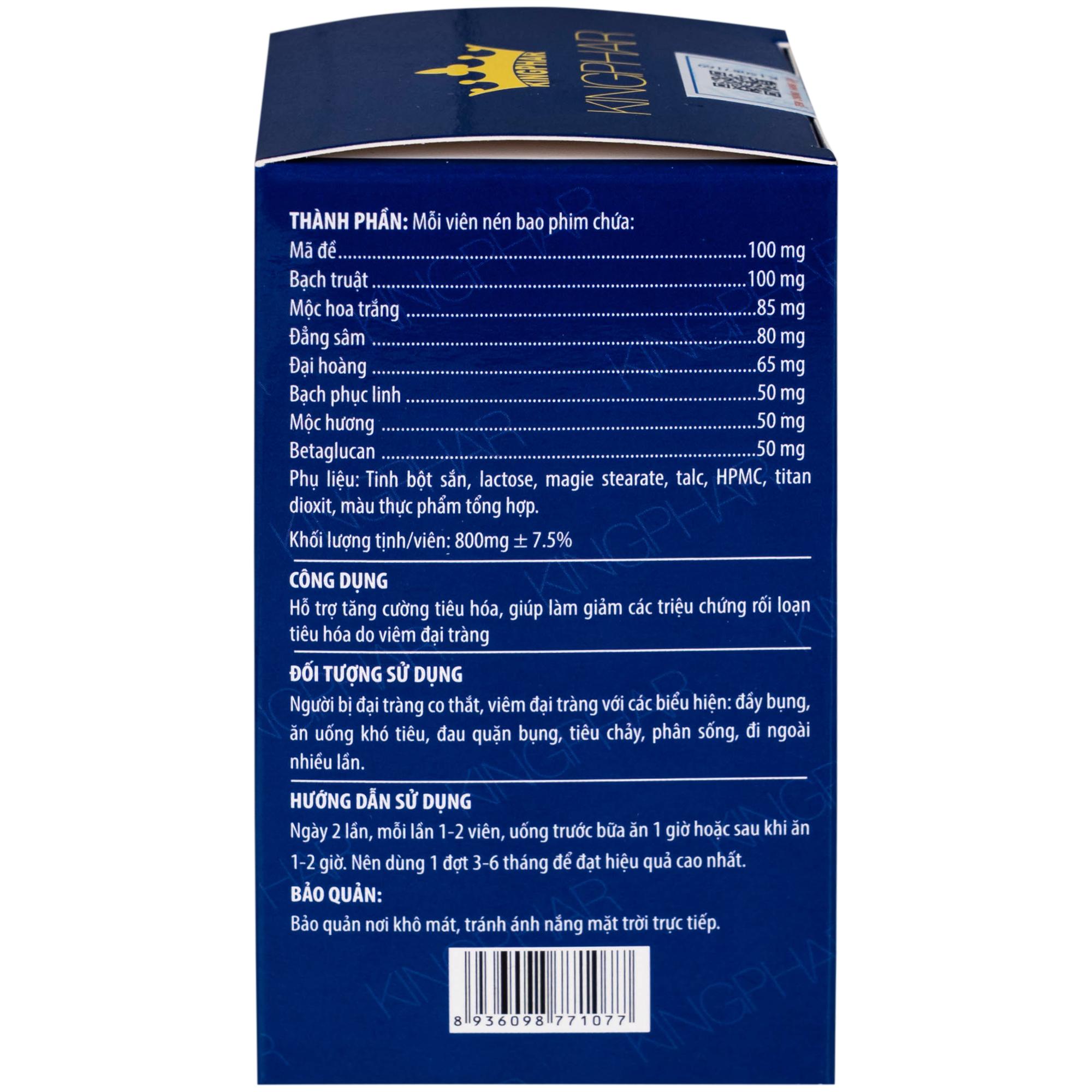 Viên uống hỗ trợ tăng cường tiêu hóa cho người viêm đại tràng Tràng Bát Vị-Codanbe Kingphar (60 viên)