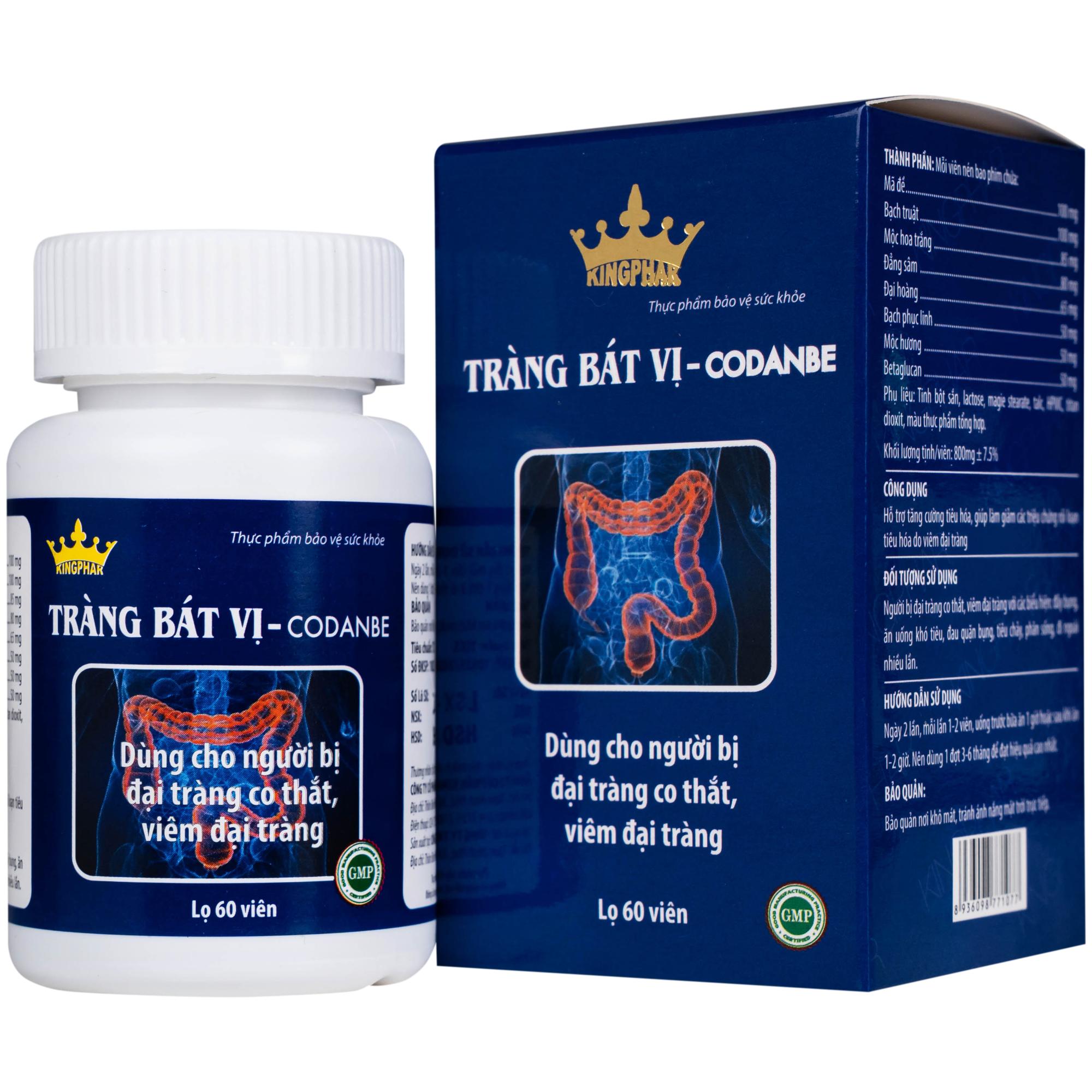 Viên uống hỗ trợ tăng cường tiêu hóa cho người viêm đại tràng Tràng Bát Vị-Codanbe Kingphar (60 viên)