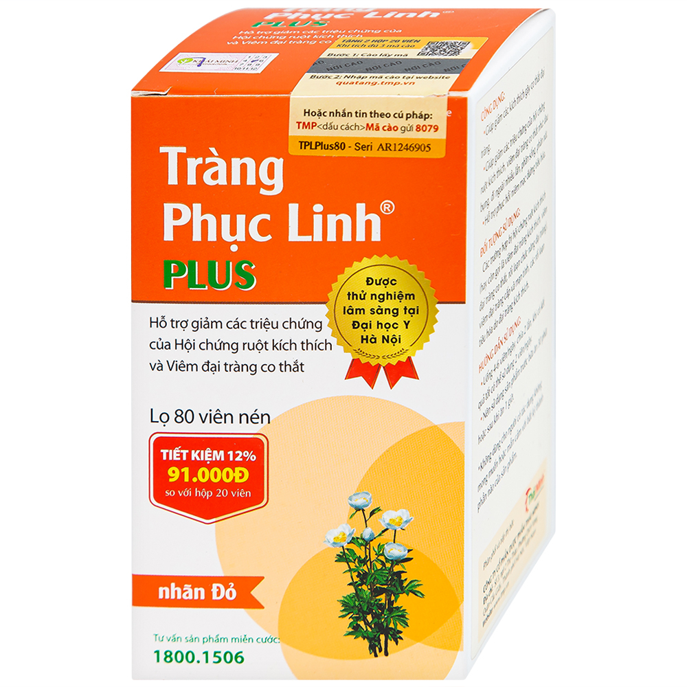 Viên giảm triệu chứng ruột Tràng Phục Linh Plus (80 viên)
