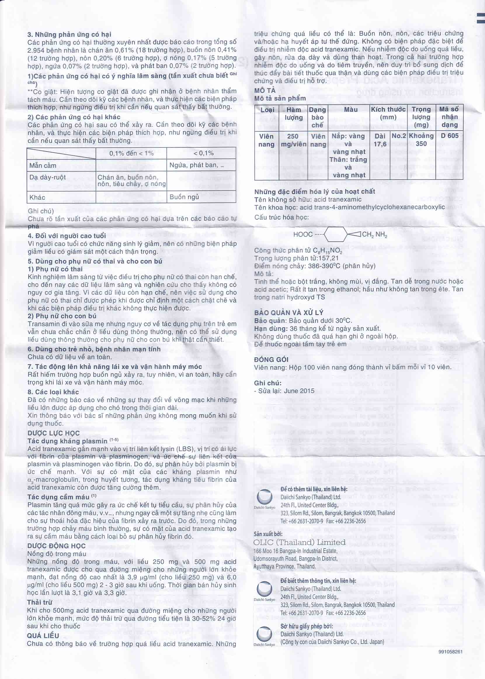 Thuốc Transamin Olic điều trị bệnh bạch cầu, thiếu máu bất sản (10 vỉ x 10 viên)