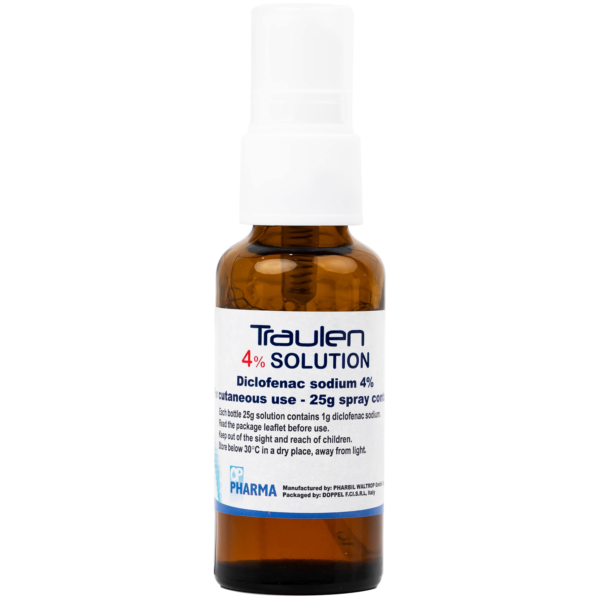 Thuốc giảm đau Traulen 4% OP Pharma dạng xịt hỗ trợ điều trị tại chỗ đau và viêm do thấp khớp (25g)