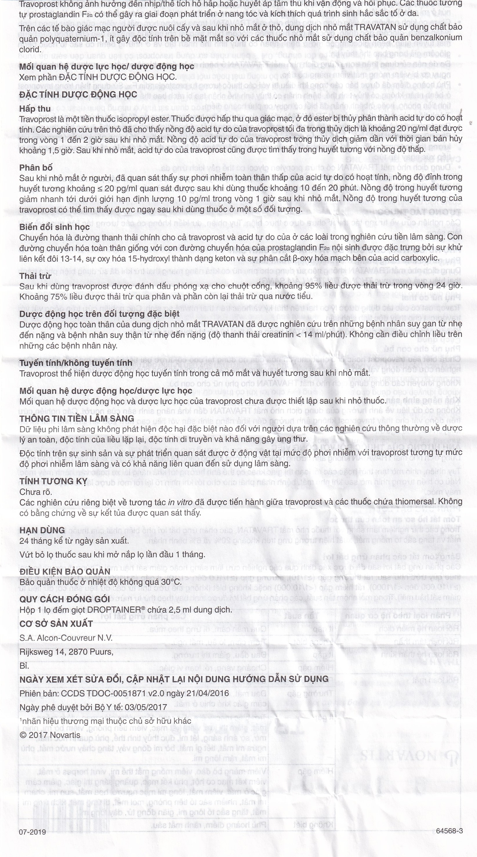 Thuốc nhỏ mắt Travatan Novartis làm giãn nhãn áp (2,5ml)