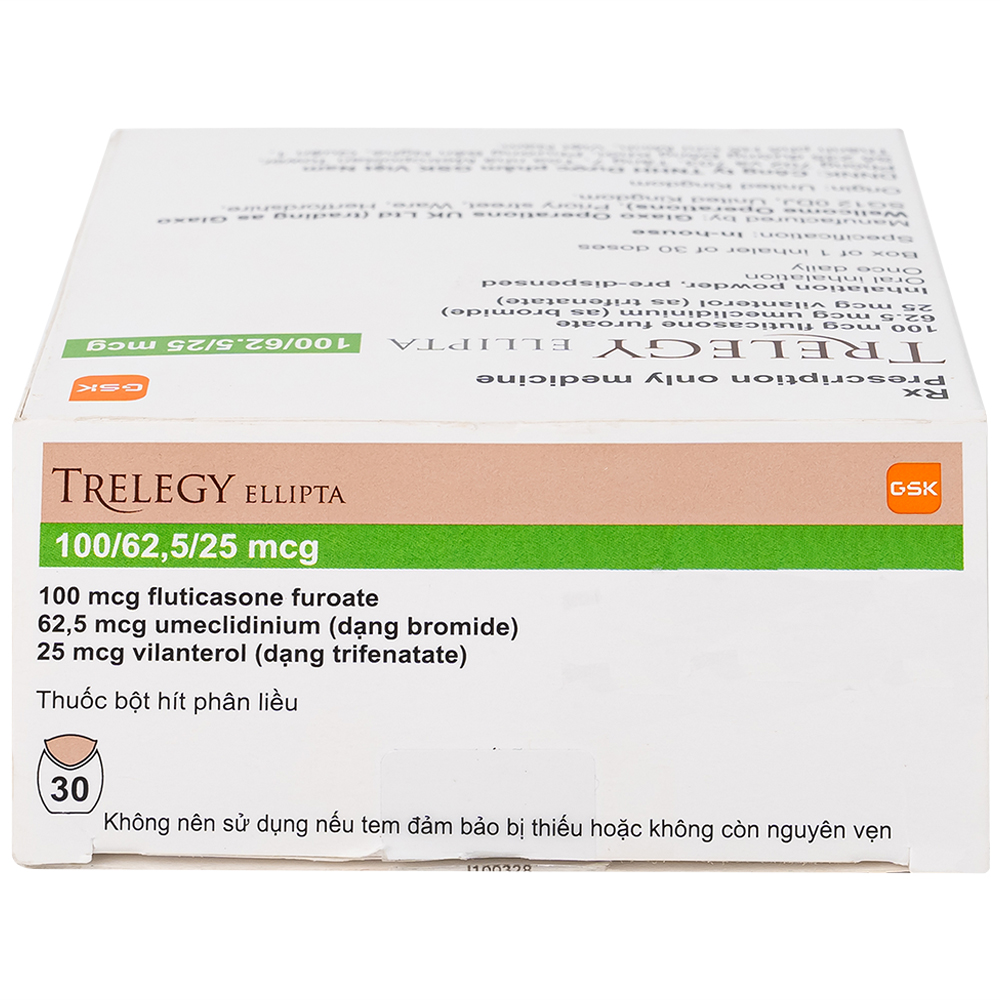 Thuốc bột hít phân liều Trelegy Ellipta GSK điều trị bệnh phổi tắc nghẽn mãn tính (30 liều hít)