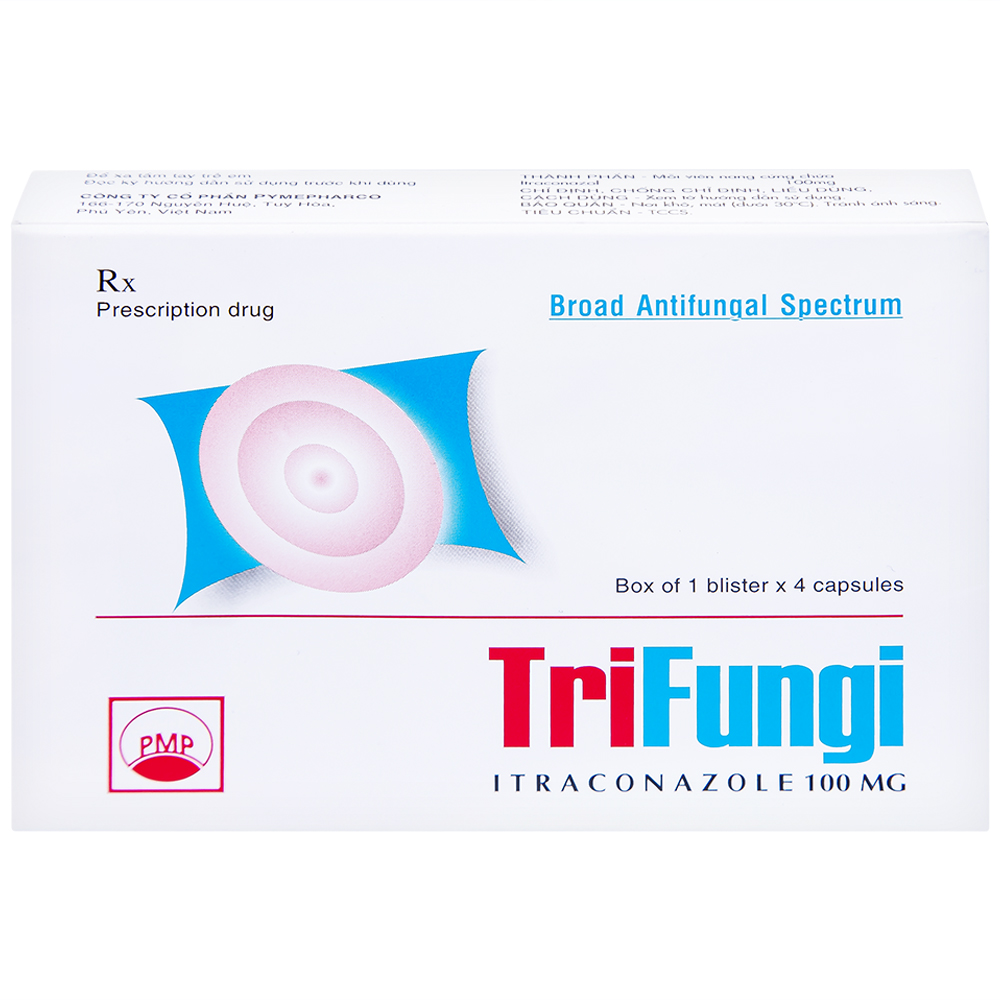 Thuốc Trifungi Pymepharco điều trị nhiễm nấm Candida ở miệng - họng (1 vỉ x 4 viên)