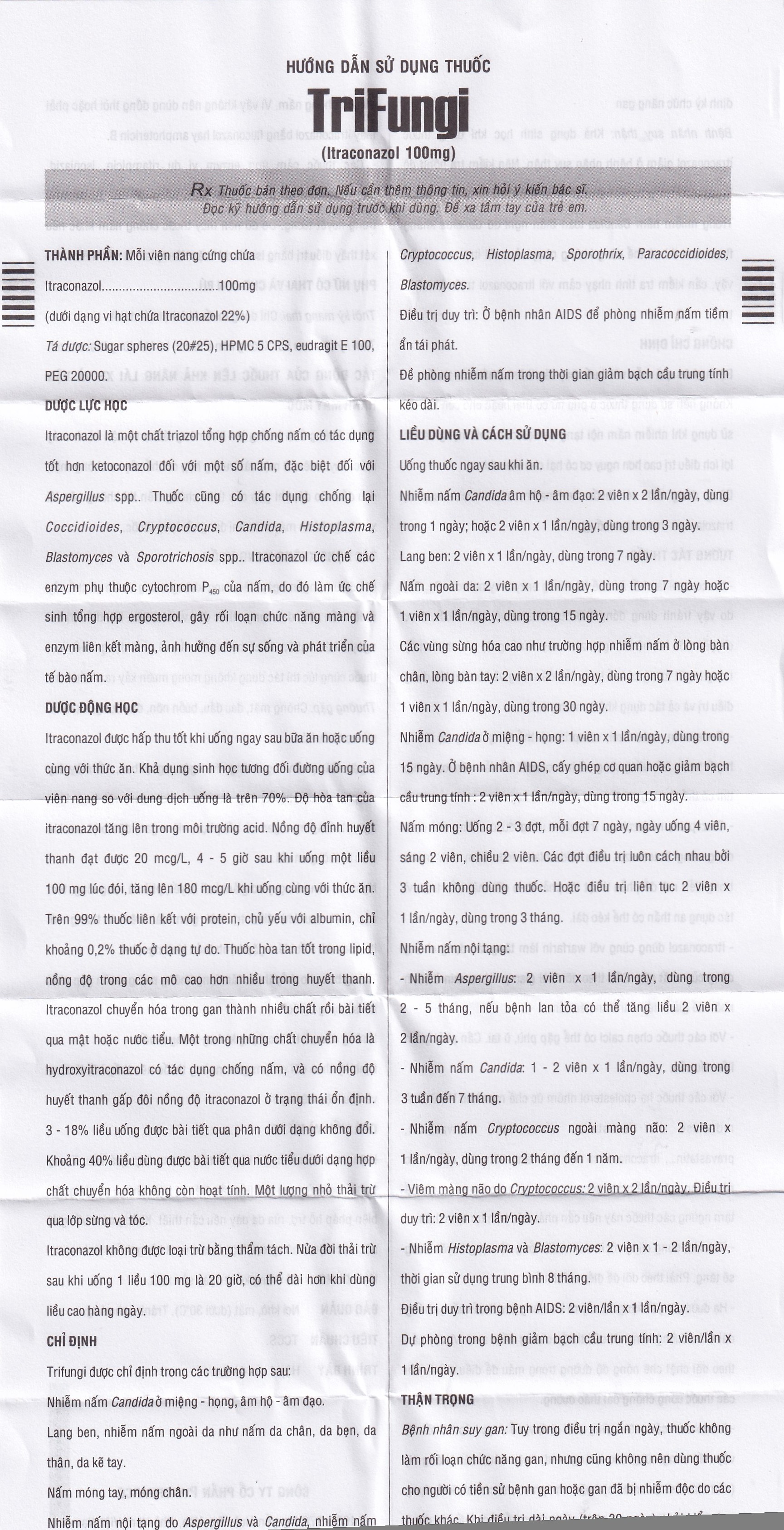 Thuốc Trifungi Pymepharco điều trị nhiễm nấm Candida ở miệng - họng (1 vỉ x 4 viên)