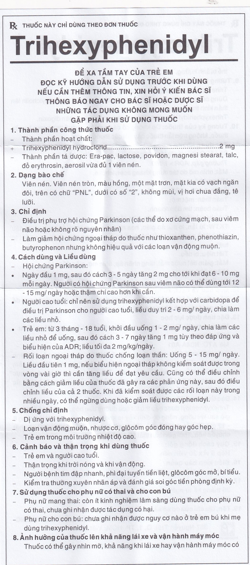 Thuốc Trihexyphenidyl Pharmedic điều trị phụ trợ hội chứng Parkinson (5 vỉ x 20 viên)