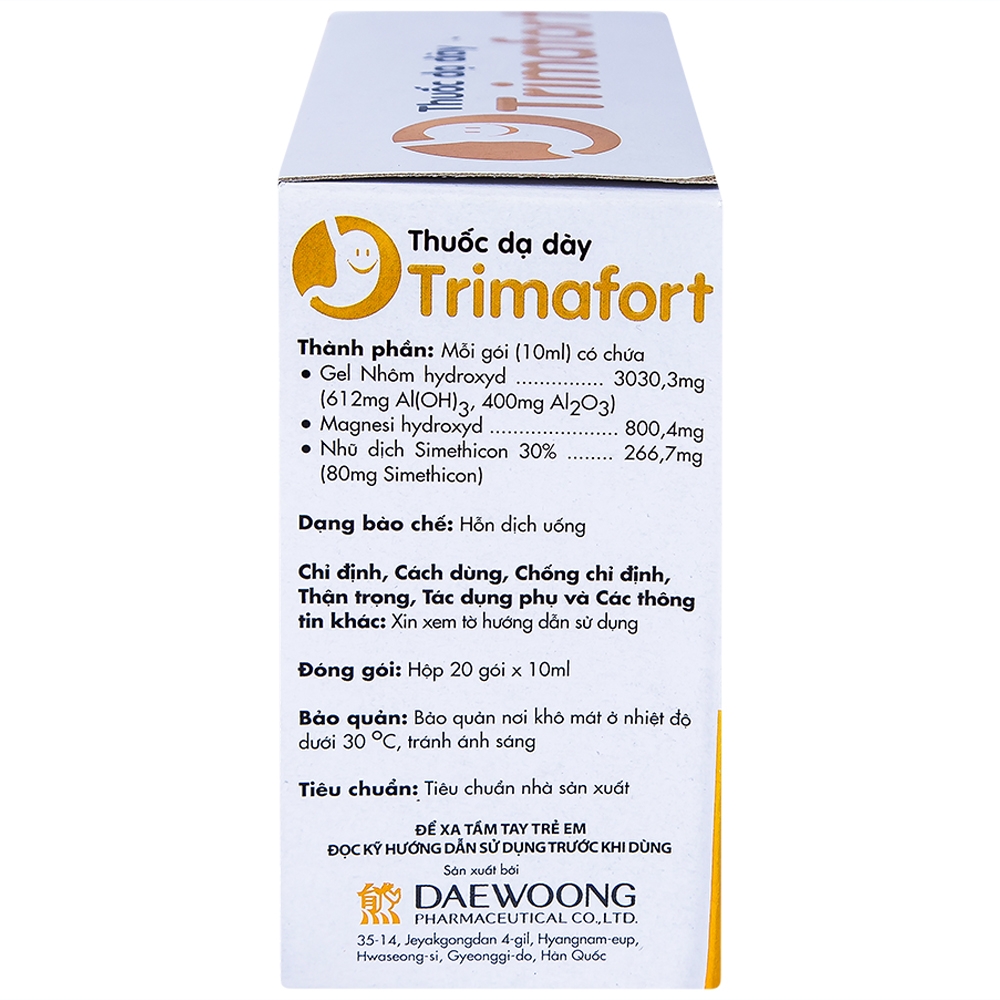 Thuốc dạ dày Trimafort Daewoong điều trị đau dạ dày, ợ nóng, đầy hơi (20 gói x 10ml) 