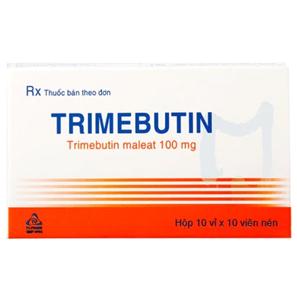 Thuốc Trimebutin 100mg TV Pharm điều trị rối loạn tiêu hóa (10 vỉ x 10 viên)
