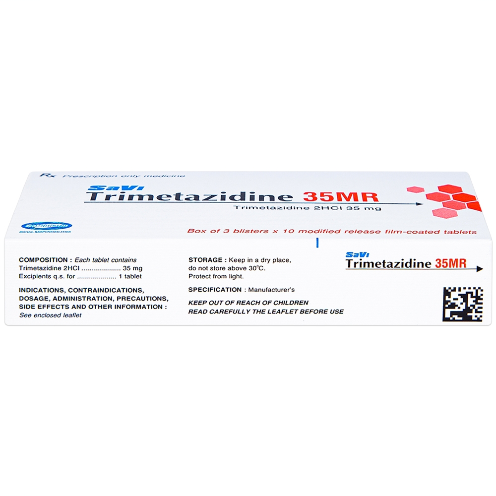 Thuốc Savi Trimetazidine 35MR điều trị đau thắt ngực (3 vỉ x 10 viên)