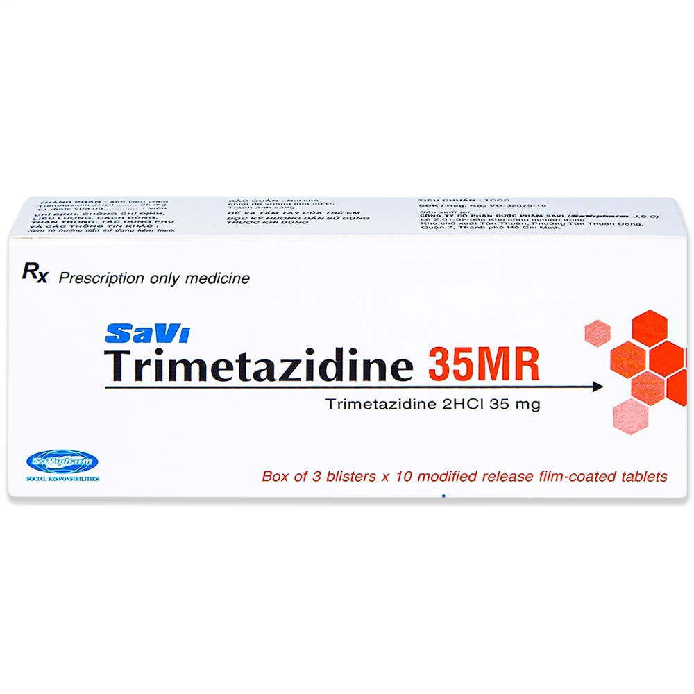 Thuốc Savi Trimetazidine 35MR điều trị đau thắt ngực (3 vỉ x 10 viên)