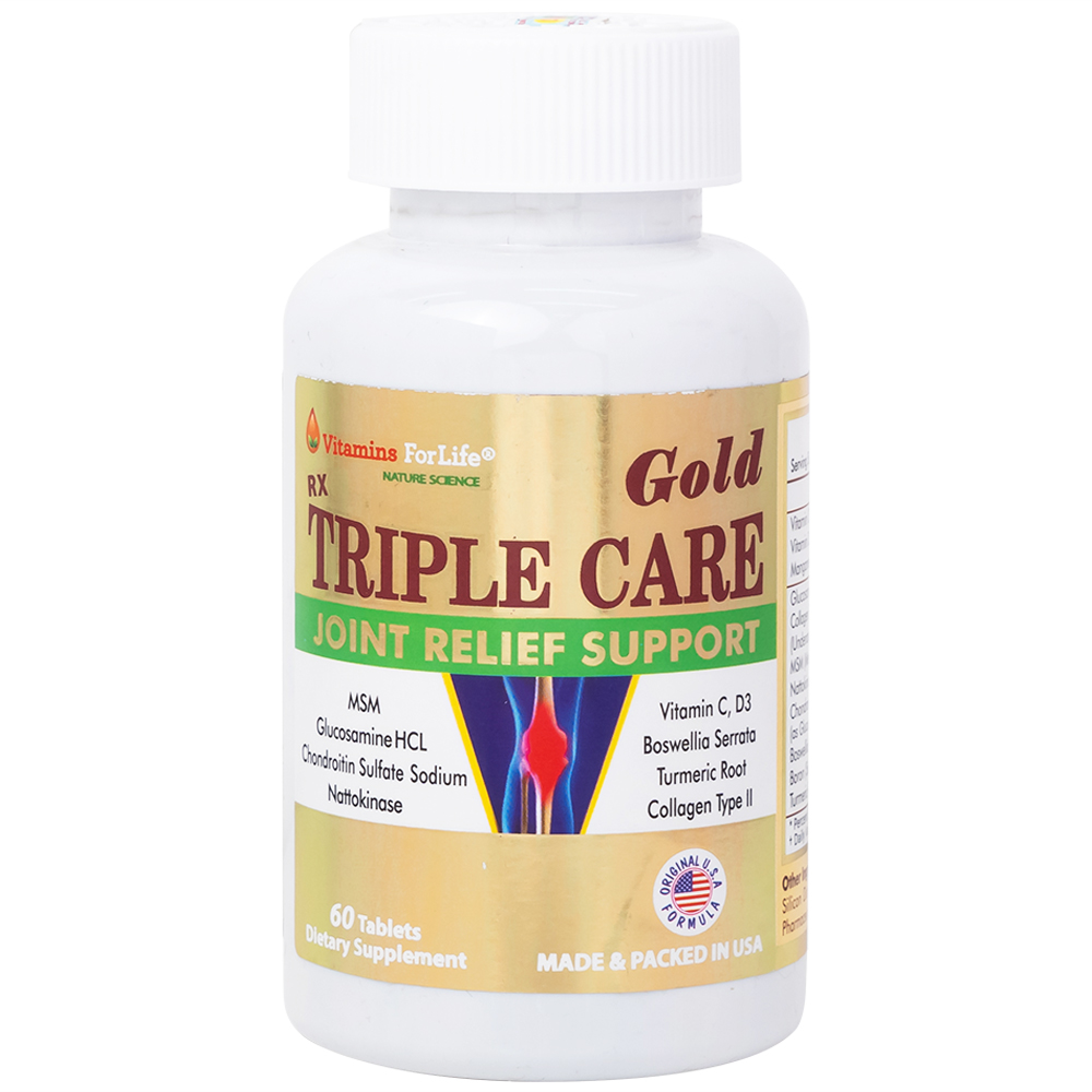 Viên uống giúp tăng tiết dịch khớp, giảm thoái hóa khớp Triple Care Gold Vitamins For Life (60 viên)