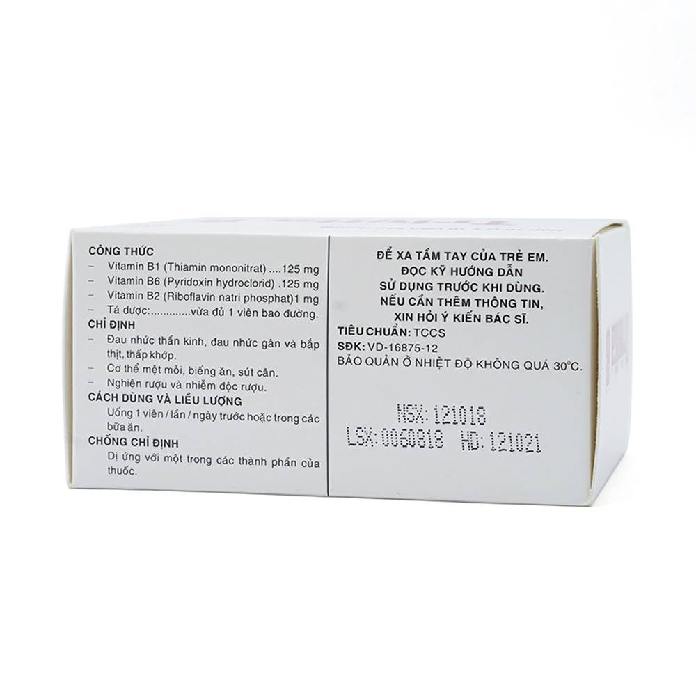 Thuốc Trivita B Pharmedic điều trị đau nhức thần kinh (10 vỉ x 10 viên)