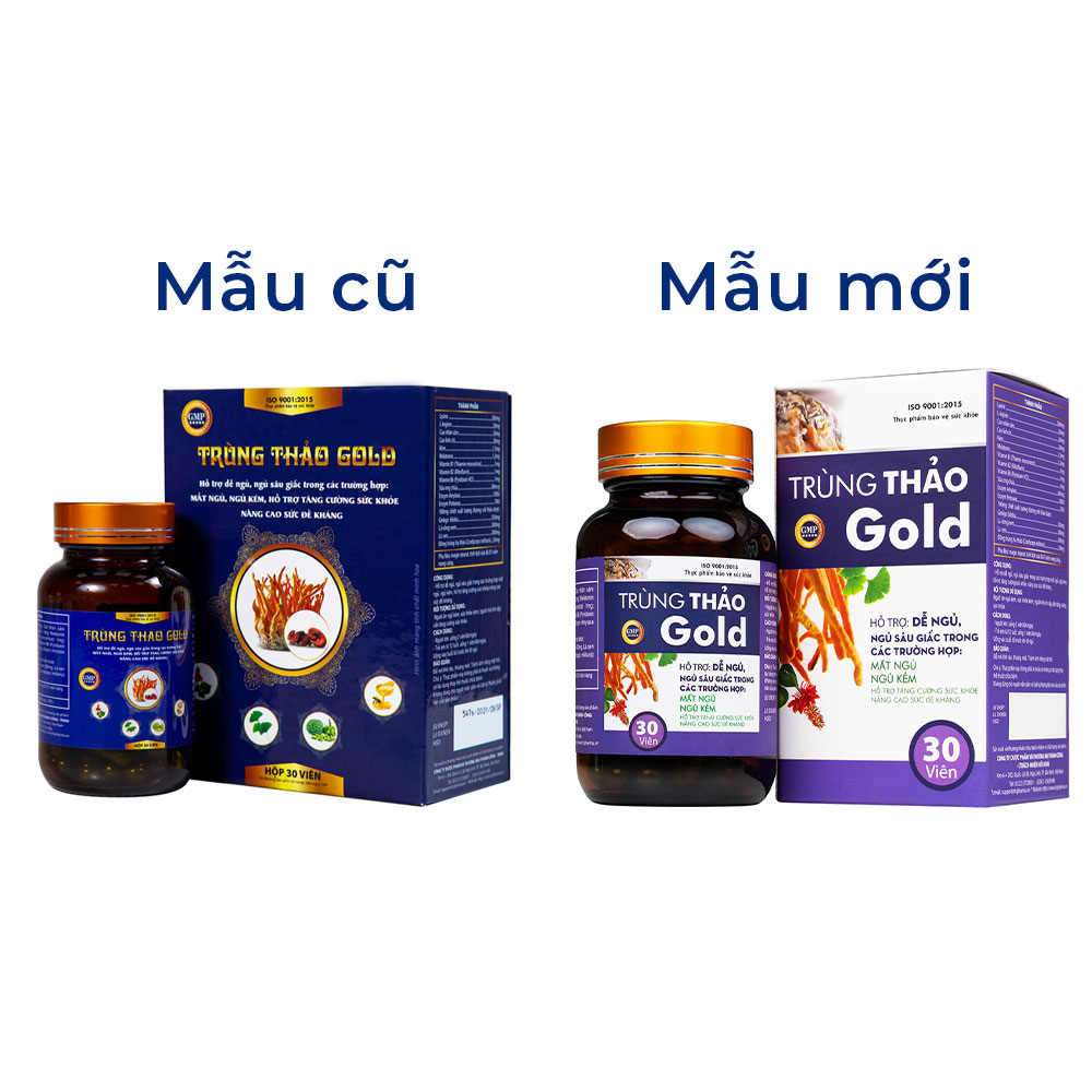 Viên uống hỗ trợ dễ ngủ, ngủ sâu giấc, tăng cường sức khỏe Trùng Thảo Gold (30 viên)