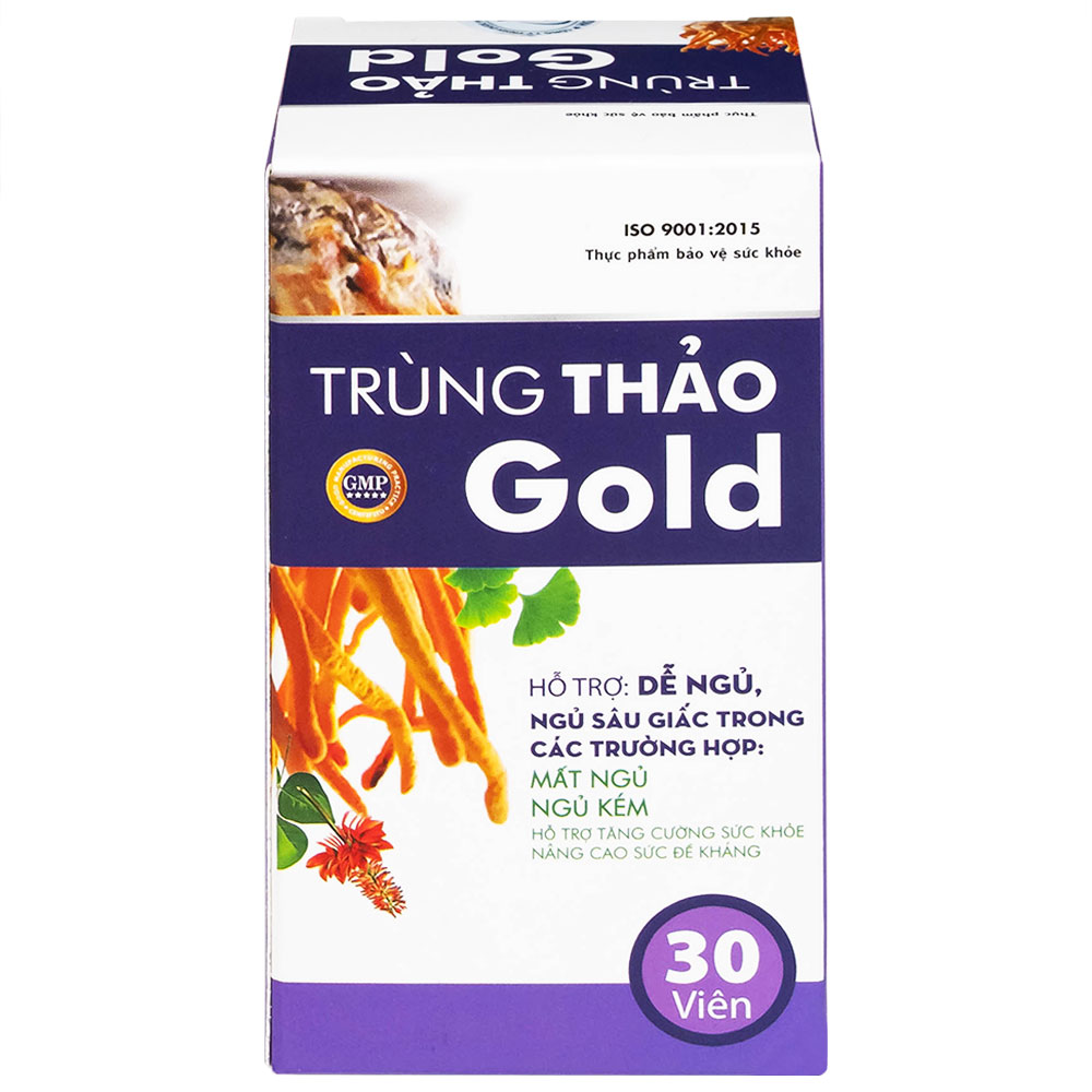 Viên uống hỗ trợ dễ ngủ, ngủ sâu giấc, tăng cường sức khỏe Trùng Thảo Gold (30 viên)