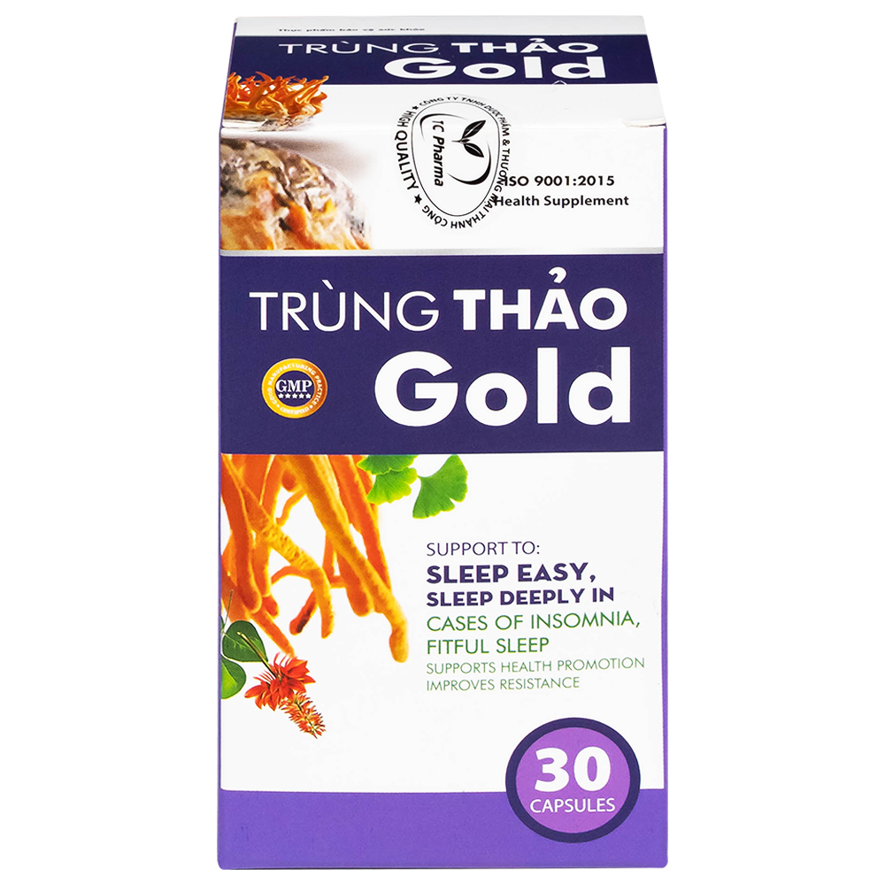 Viên uống hỗ trợ dễ ngủ, ngủ sâu giấc, tăng cường sức khỏe Trùng Thảo Gold (30 viên)