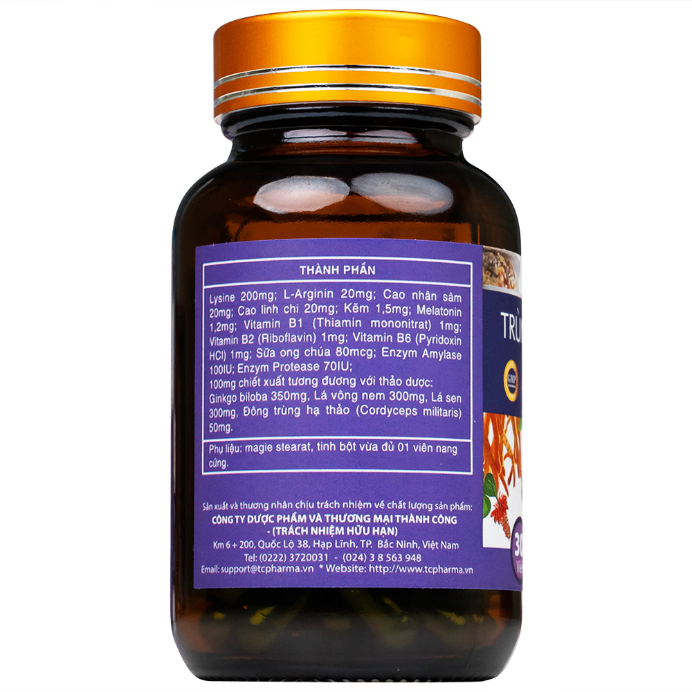 Viên uống hỗ trợ dễ ngủ, ngủ sâu giấc, tăng cường sức khỏe Trùng Thảo Gold (30 viên)