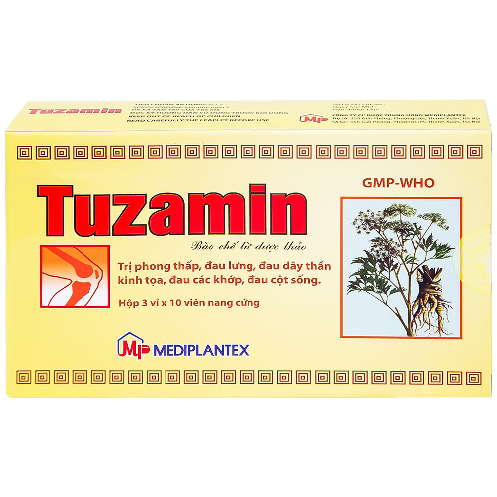 Thuốc Tuzamin Mediplantex hỗ trợ điều trị phong thấp, đau lưng (3 vỉ x 10 viên) 
