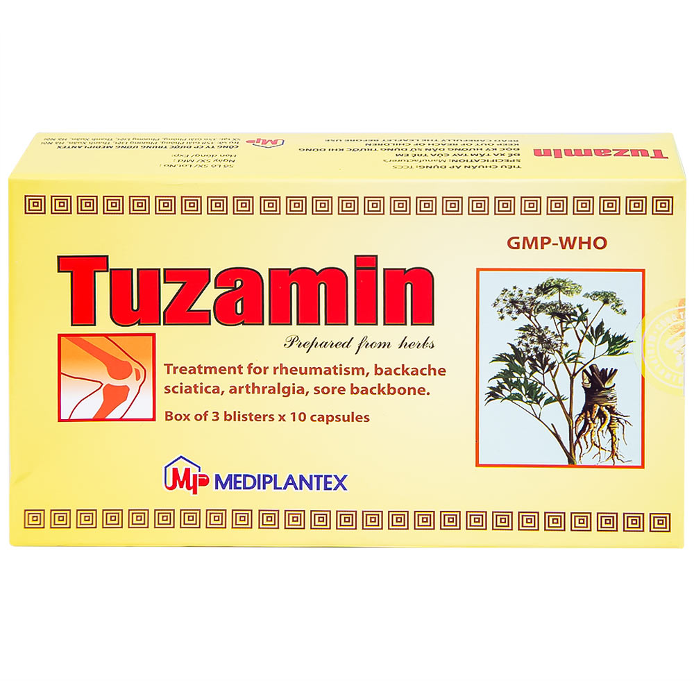Thuốc Tuzamin Mediplantex hỗ trợ điều trị phong thấp, đau lưng (3 vỉ x 10 viên) 