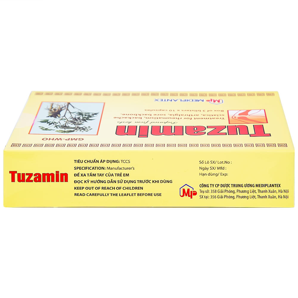 Thuốc Tuzamin Mediplantex hỗ trợ điều trị phong thấp, đau lưng (3 vỉ x 10 viên) 