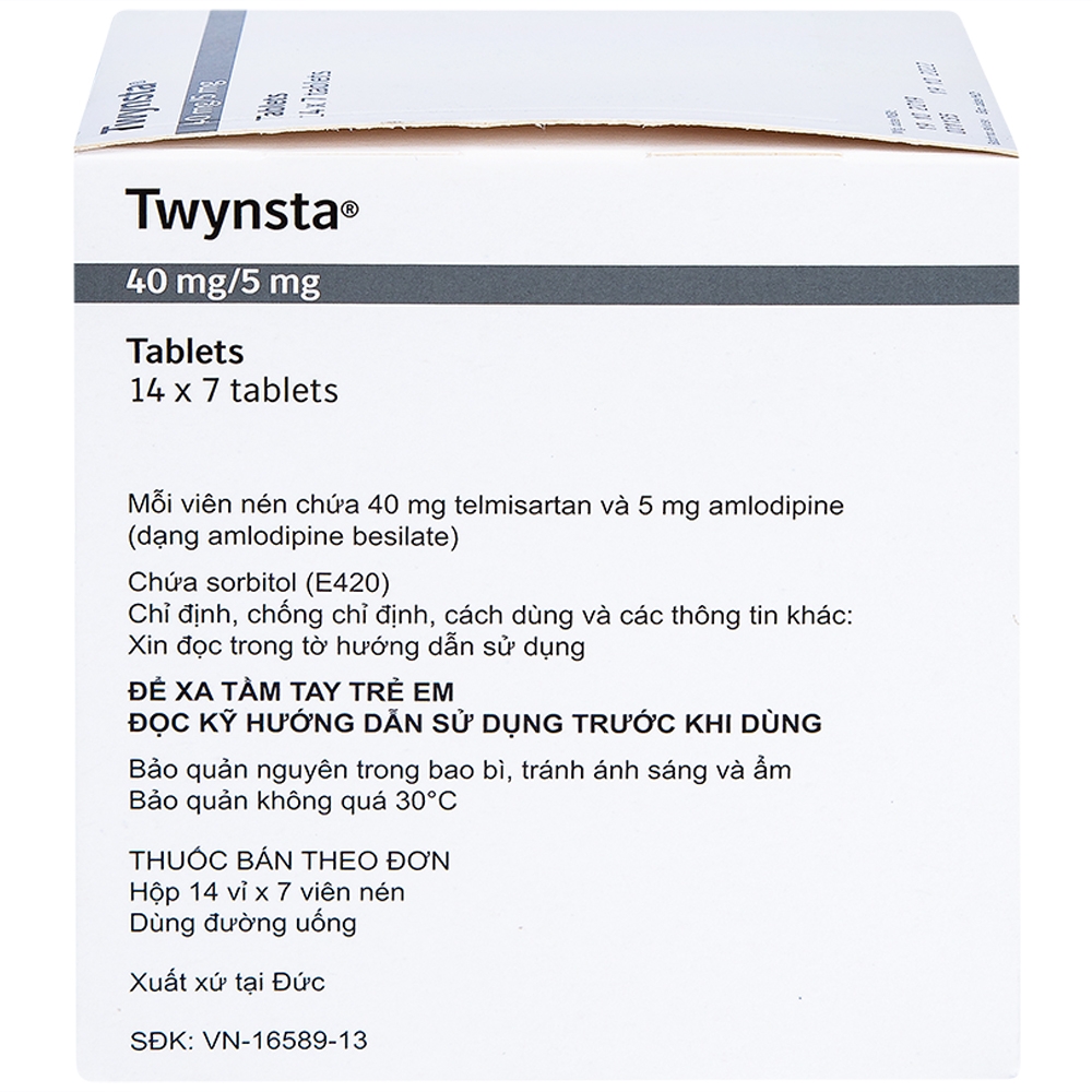 Thuốc Twynsta 40mg/5mg Boehringer điều trị tăng huyết áp vô căn (14 vỉ x 7 viên)