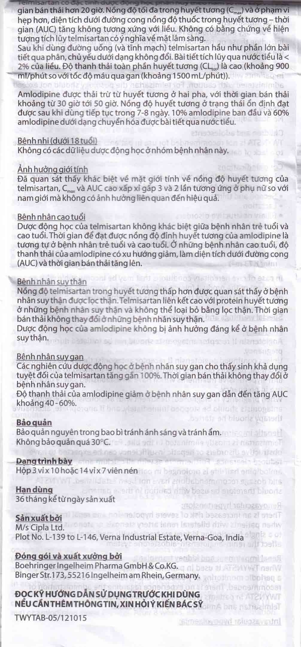 Thuốc Twynsta 80mg/5mg Boehringer điều trị tăng huyết áp vô căn (14 vỉ x 7 viên)