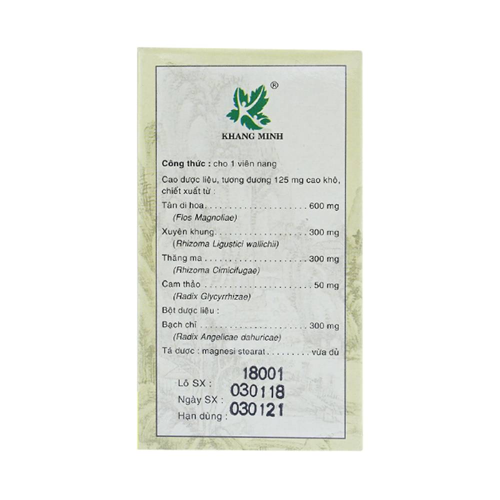 Thuốc Tỷ Viêm Nang Khang Minh điều trị viêm xoang, viêm mũi dị ứng (60 viên)