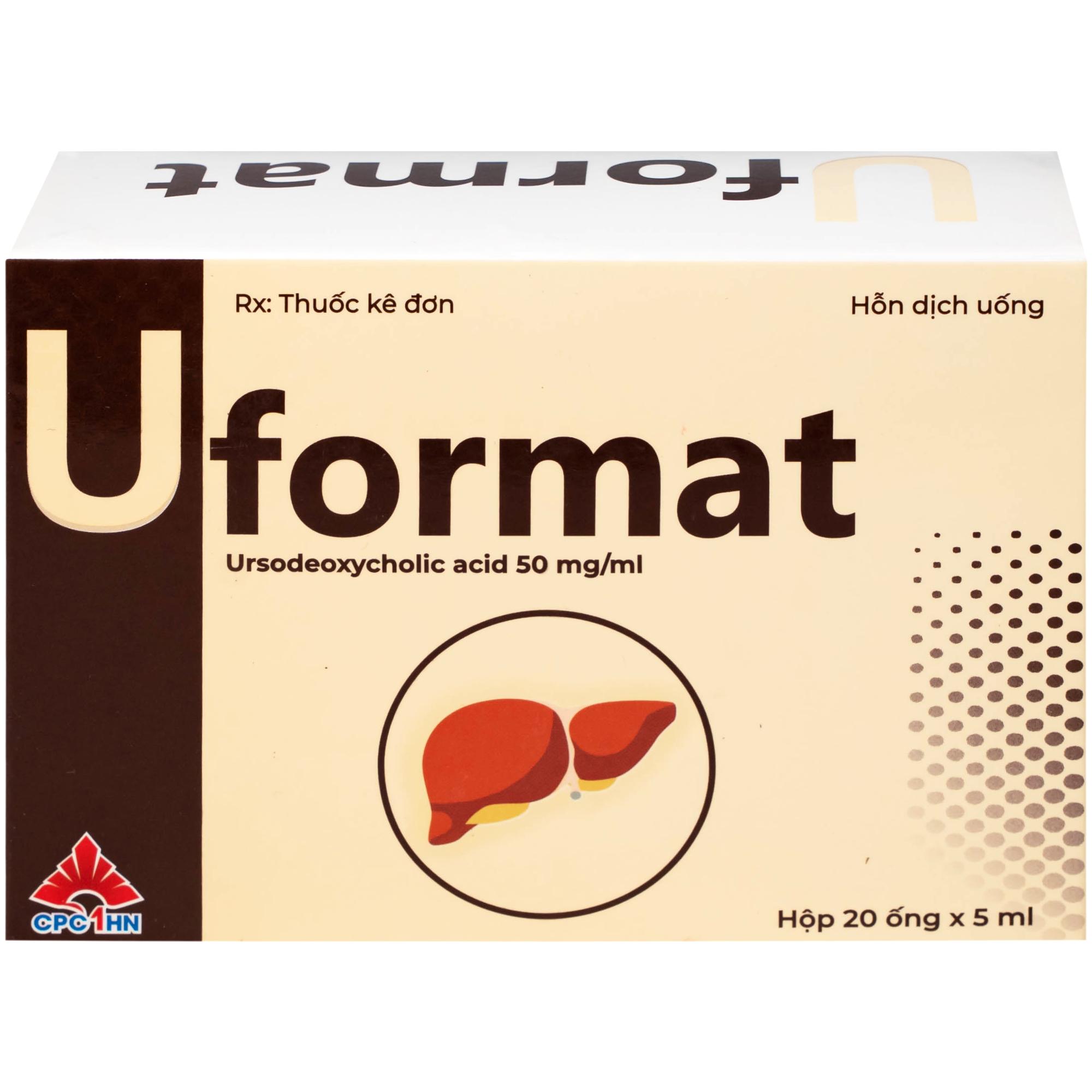 Thuốc Uformat 50mg CPC1HN điều trị xơ gan mật nguyên phát và giúp hoà tan sỏi mật (20 ống x 5ml)