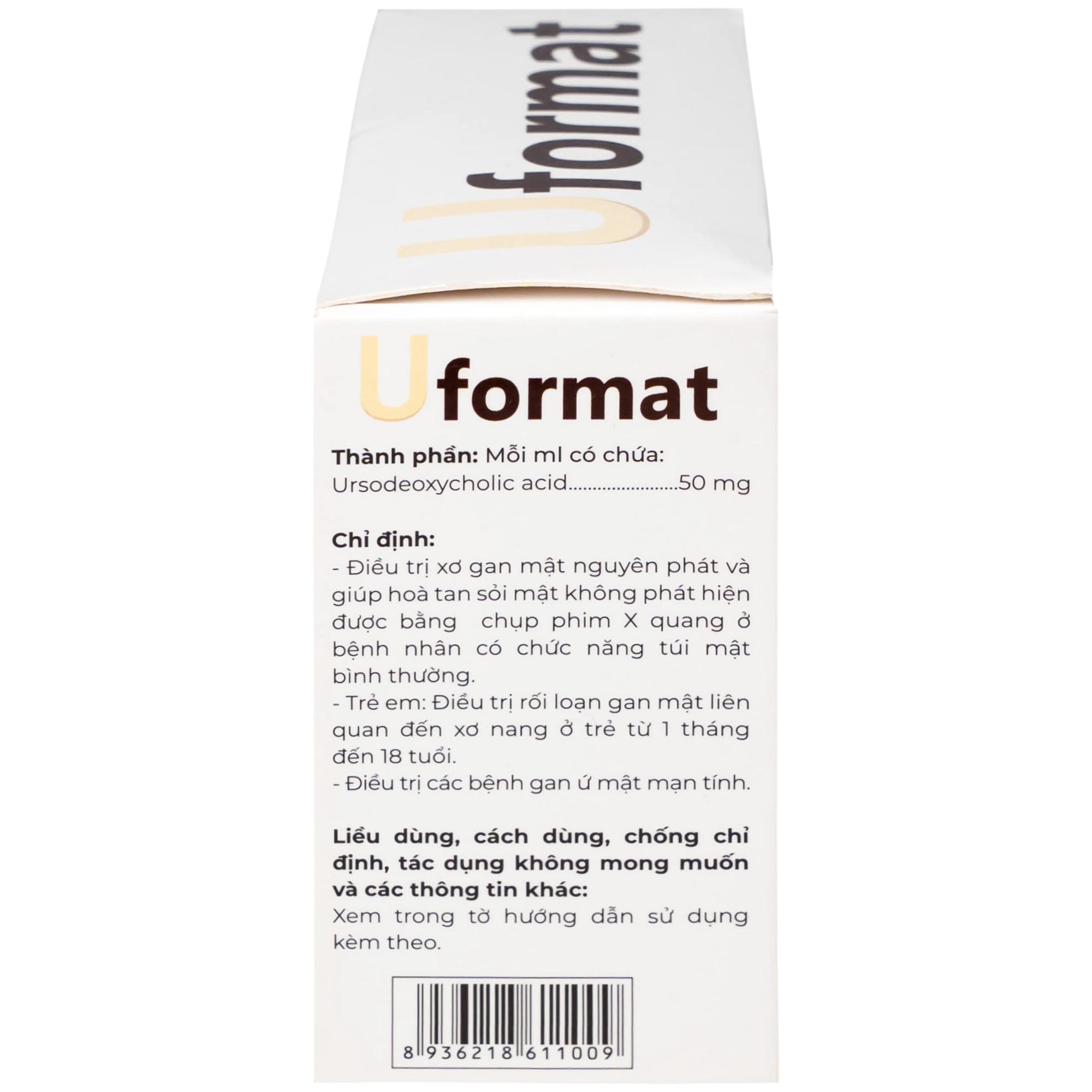 Thuốc Uformat 50mg CPC1HN điều trị xơ gan mật nguyên phát và giúp hoà tan sỏi mật (20 ống x 5ml)