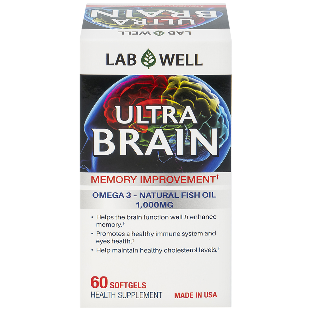 Viên uống bổ não, tốt cho mắt và tim mạch Ultra Brain Lab Well (60 viên)