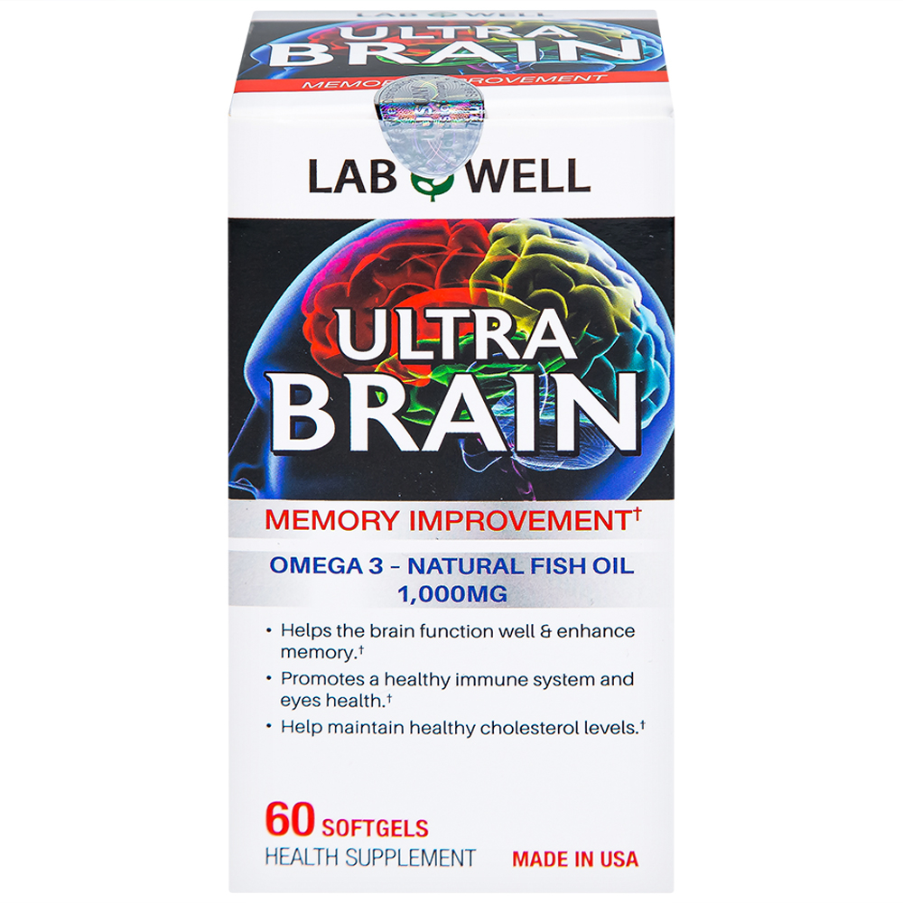 Viên uống bổ não, tốt cho mắt và tim mạch Ultra Brain Lab Well (60 viên)