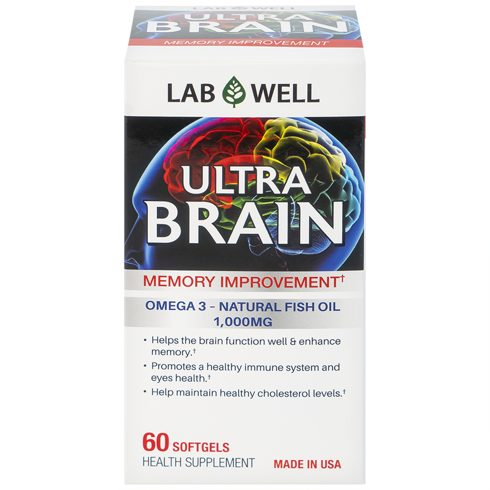 Viên uống bổ não, tốt cho mắt và tim mạch Ultra Brain Lab Well (60 viên)
