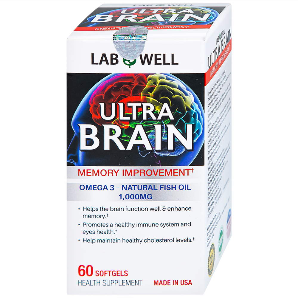 Viên uống bổ não, tốt cho mắt và tim mạch Ultra Brain Lab Well (60 viên)